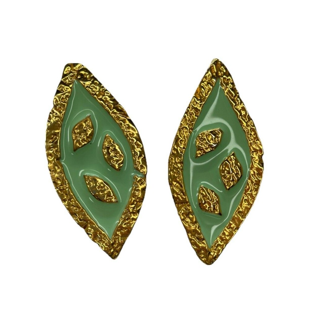 Givenchy Vintage Leaf Motif Gold Tone Earrings Elegant Jewelry Paris France